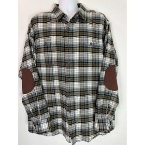 Pendleton Hawthorne Men's XXL Plaid Elbow Pads Button Up Shirt 100% Cotton AA505